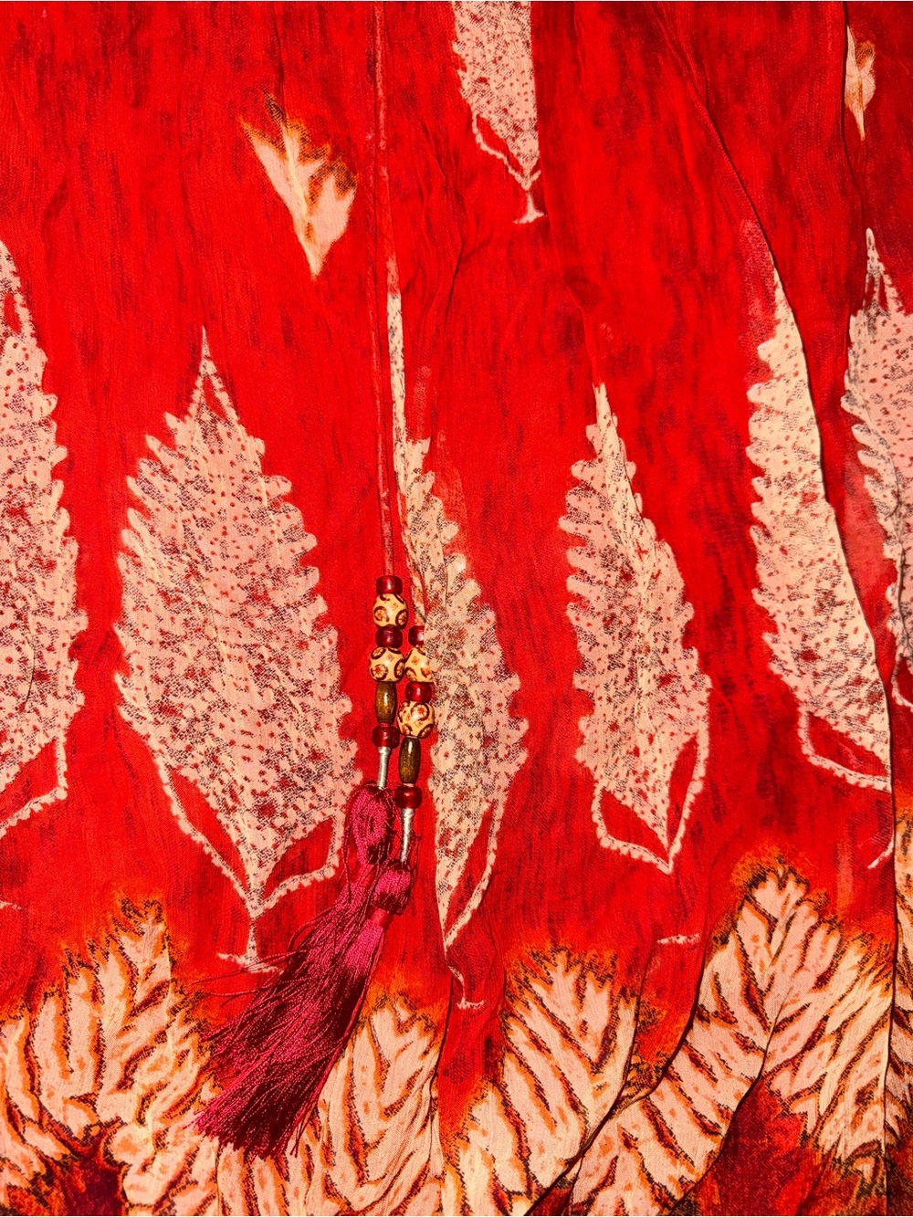 Soft Surroundings Red Patterned Bohemian Skirt - Picture 4 of 6